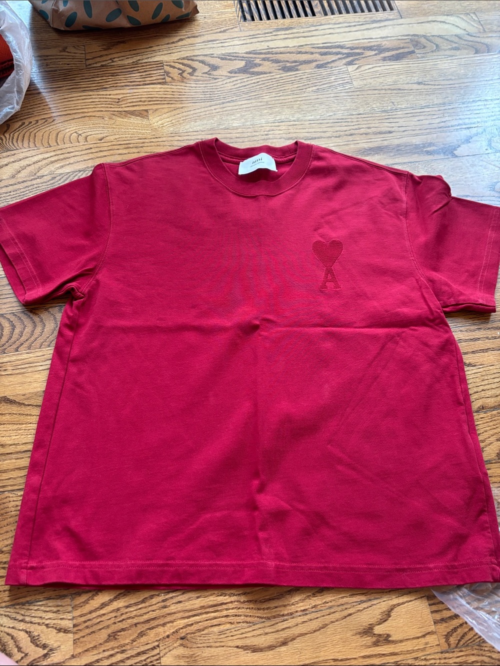 Ami Red Short-Sleeve Heart Logo Tee
